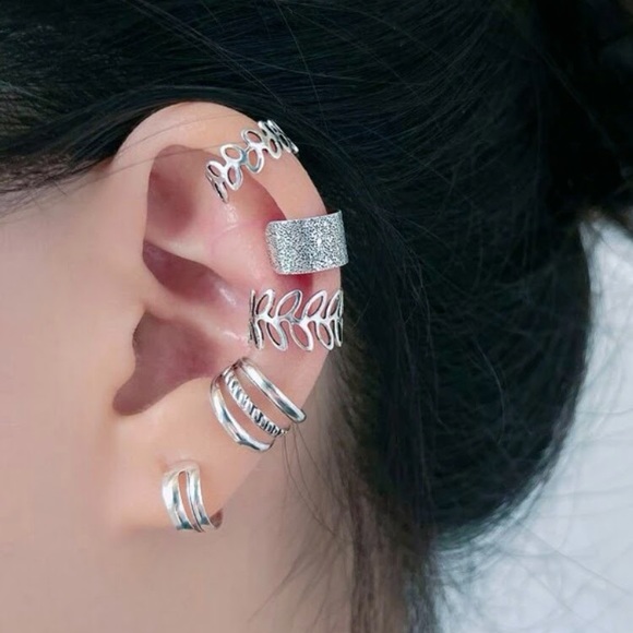 🔵𝟲𝟱%𝗢𝗙𝗙 𝗯𝘂𝗻𝗱𝗹𝗲𝘀 𝟯+🔵 NEW 5 Floral Ear Cuff Earnings Set - Picture 8 of 17